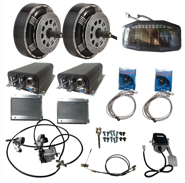 Dual Hub Motor 8000W 96V Concave Design Brushless DC Gearless In Wheel Electric Hybrid Car Conversion Kit