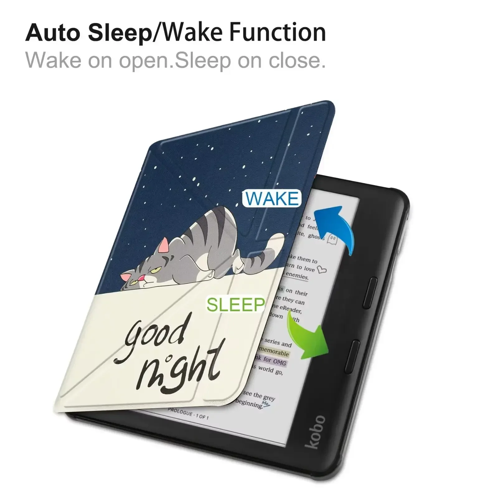 Auto Sleep/Wake สําหรับ Funda Kobo Libra สี 7 "eBook กรณีสมาร์ทแม่เหล็กพร้อม Soft TPU Back Shell