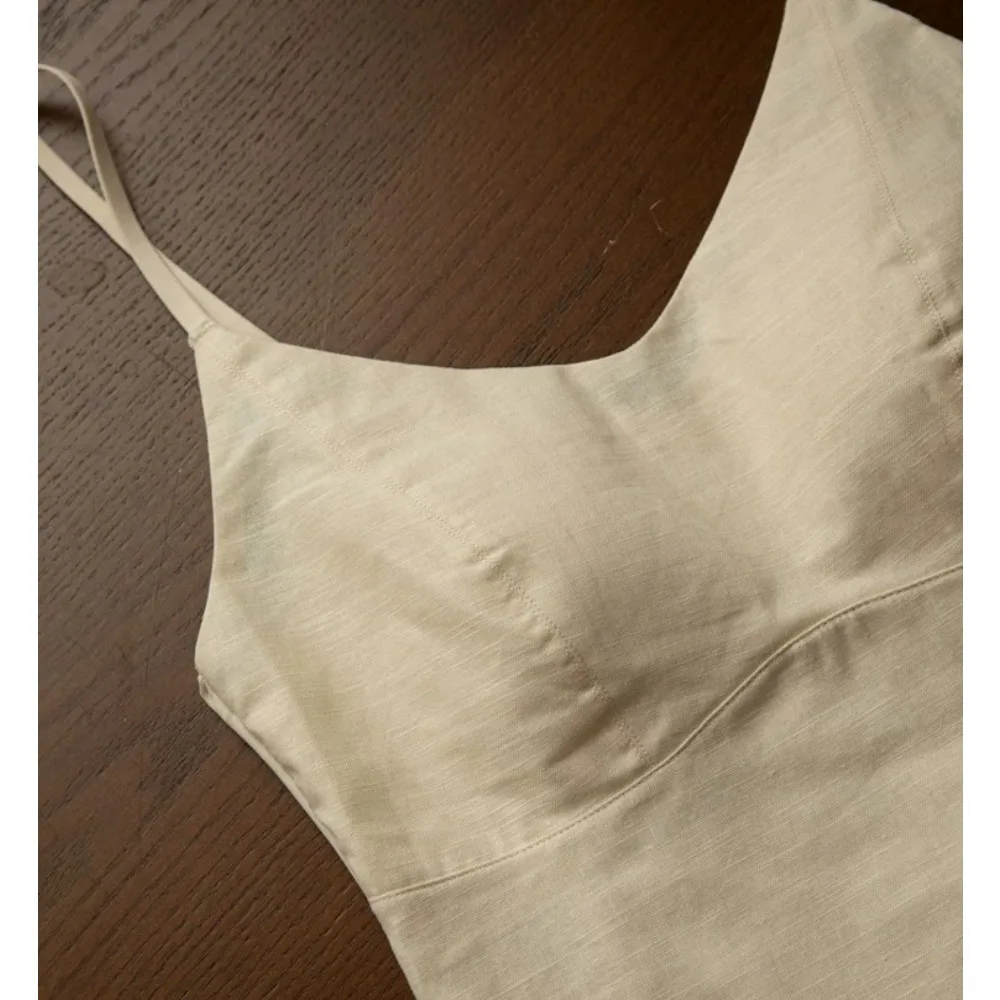 Old Money Style Camisole Tank Top Women Summer Sleeveless Backless Vest with Built‑in Bra Casual Inner Outer Wear Blouse S‑XL