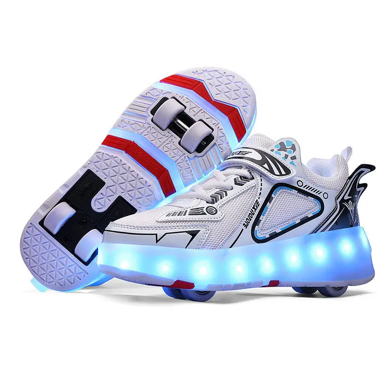 Deform Shoes Sneakers Kid Youth Walk Roller Skate Runaway Four Wheel Skates Men Women Unisex Child Deform Parkour Casual Shoes