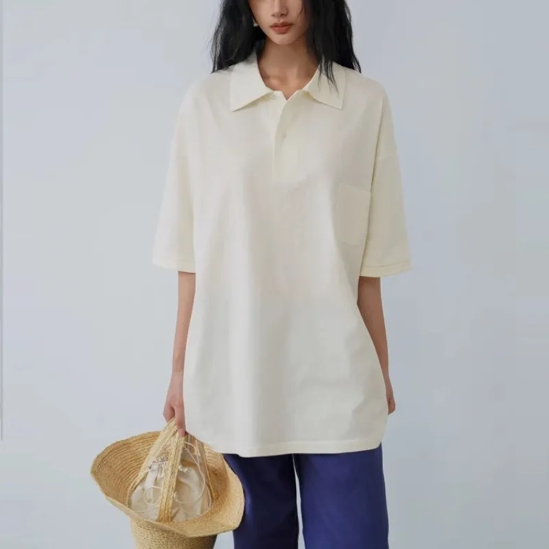 

Классический простой вязаный свитер-поло для женщин, топы