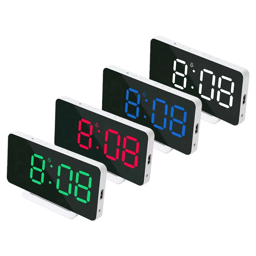 Modern Desktop/Wall Haging Digital Alarm Clock Temperature Date Weekend Mode USB Photosensitive for Kids Room