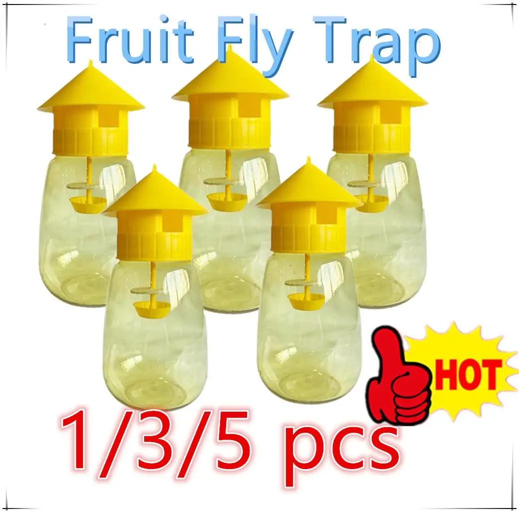 1/3/5 Pc Fruit Fly Trap Killer Yellow Plastic Drosophila Trap Anti Fly Fruit Fly Killer Catcher Orchard Insect Trap Pest Control