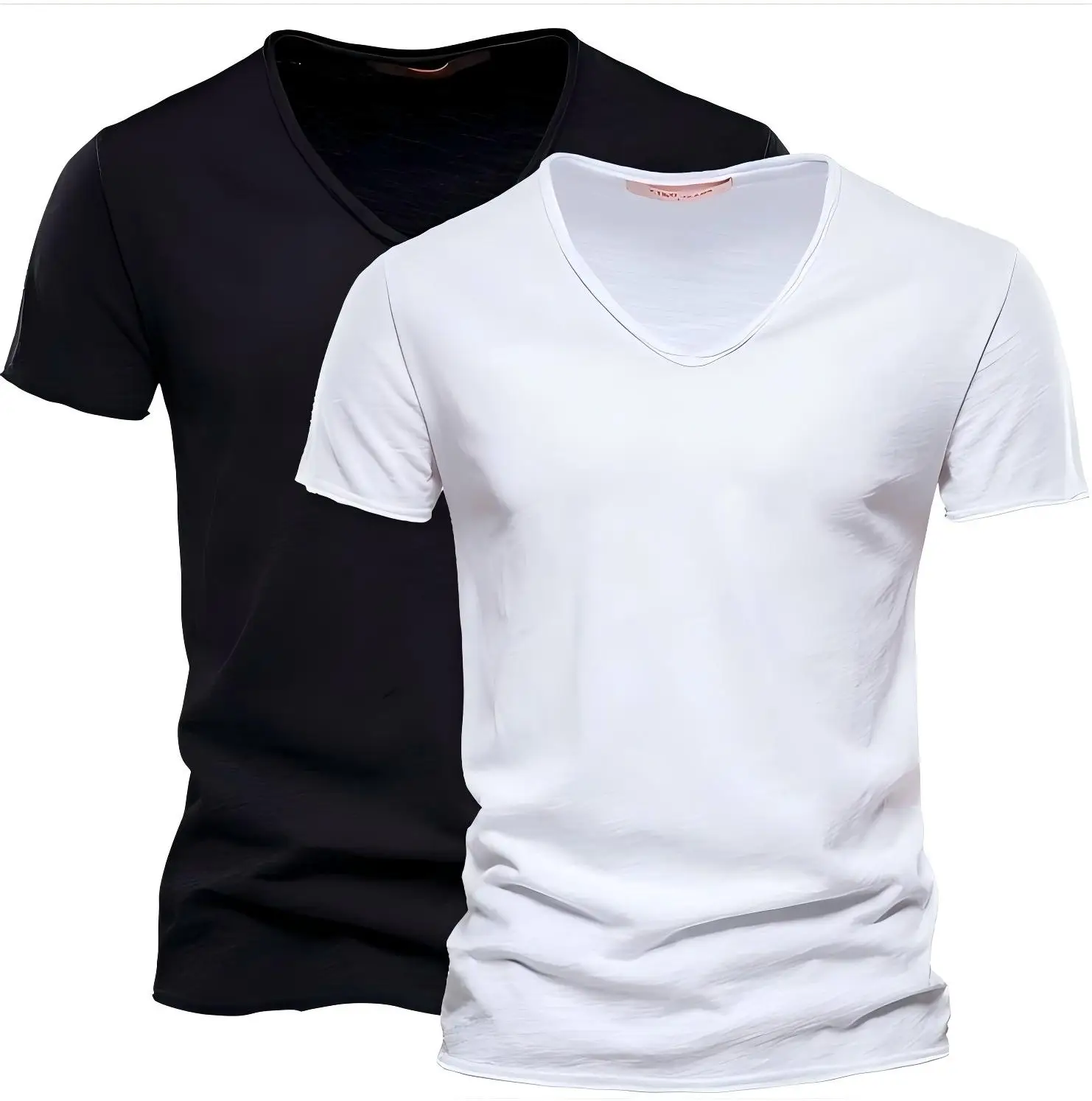 

New 100% Cotton Men T Shirt Tops V Neck Thin Short Sleeve Tees High Quality Men's Fashion Fitness Hot T-shirt For Men Size S-5XL