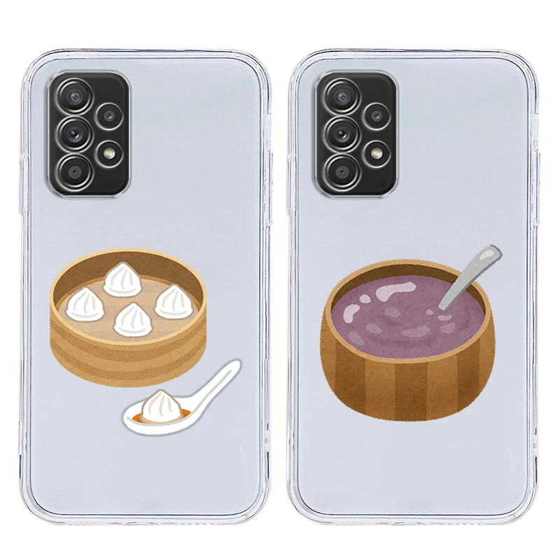 Cute Food Breakfast Case For Samsung A37 A57 A15 A13 A35 A55 A51 A71 A41 A05 A17 A23 A25 A33 A53 A73 5G A07 4G Cover