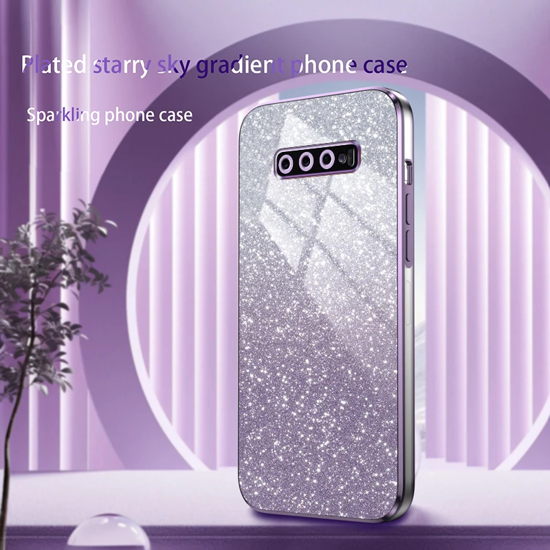 For Samsung Galaxy S10 Luxury Electroplated Glitter Case For Samsung S10 Plus Soft TPU Bumper Transparent Phone Back Cover