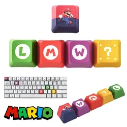 5pcs Super Mario Bros Keycaps Anime Retro Game Mechanical Keyboard Luigi Cartoon DIY Gaming Creative Button Computer Key Cap