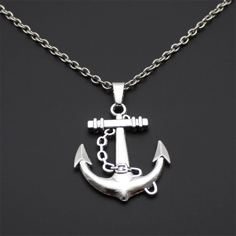 Men and Women Stainless Steel Sailor Anchor Pendant Chain Necklace Personality Metal Alloy Fashion Retro Jewelry Gift