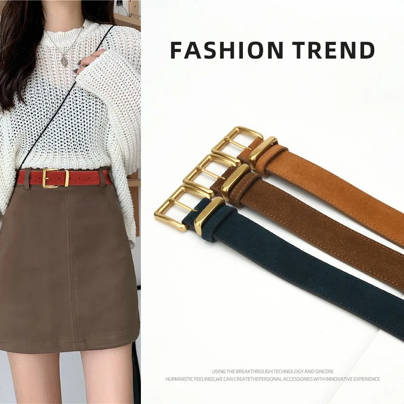 

New Needle Buckle Belt with High-end Feel for Women Fashionable And Simple Versatile Dress Jeans Decoration Leather Frosted Belt
