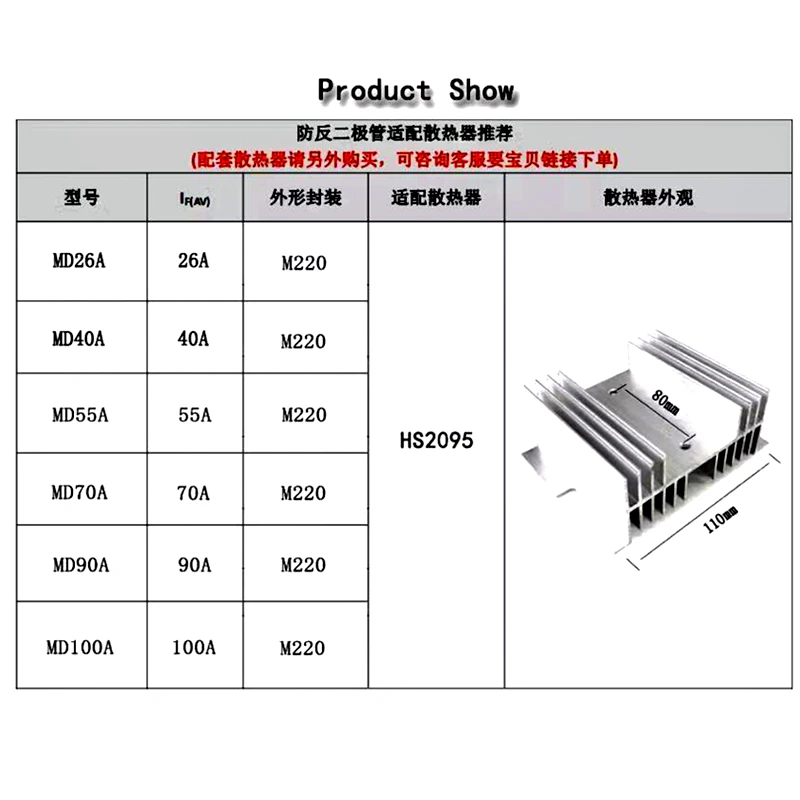 Industrial grade solid state relay rectifier module Base radiator Aluminum Alloy W95 For MTC MD MDA MDK MTC less than 150A