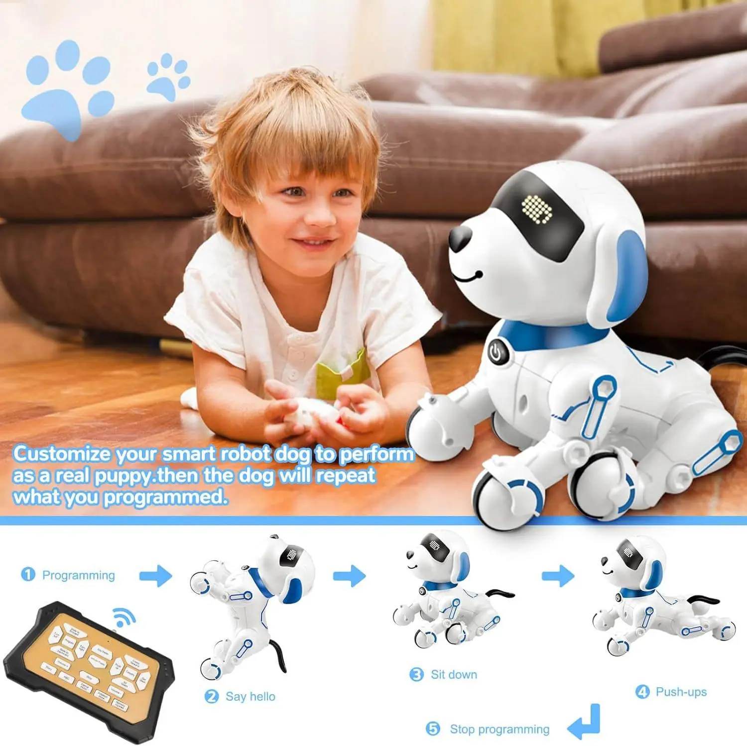 Intelligent mechanical dog remote control pet early education interactive companion singing and dancing children's gift toy dog