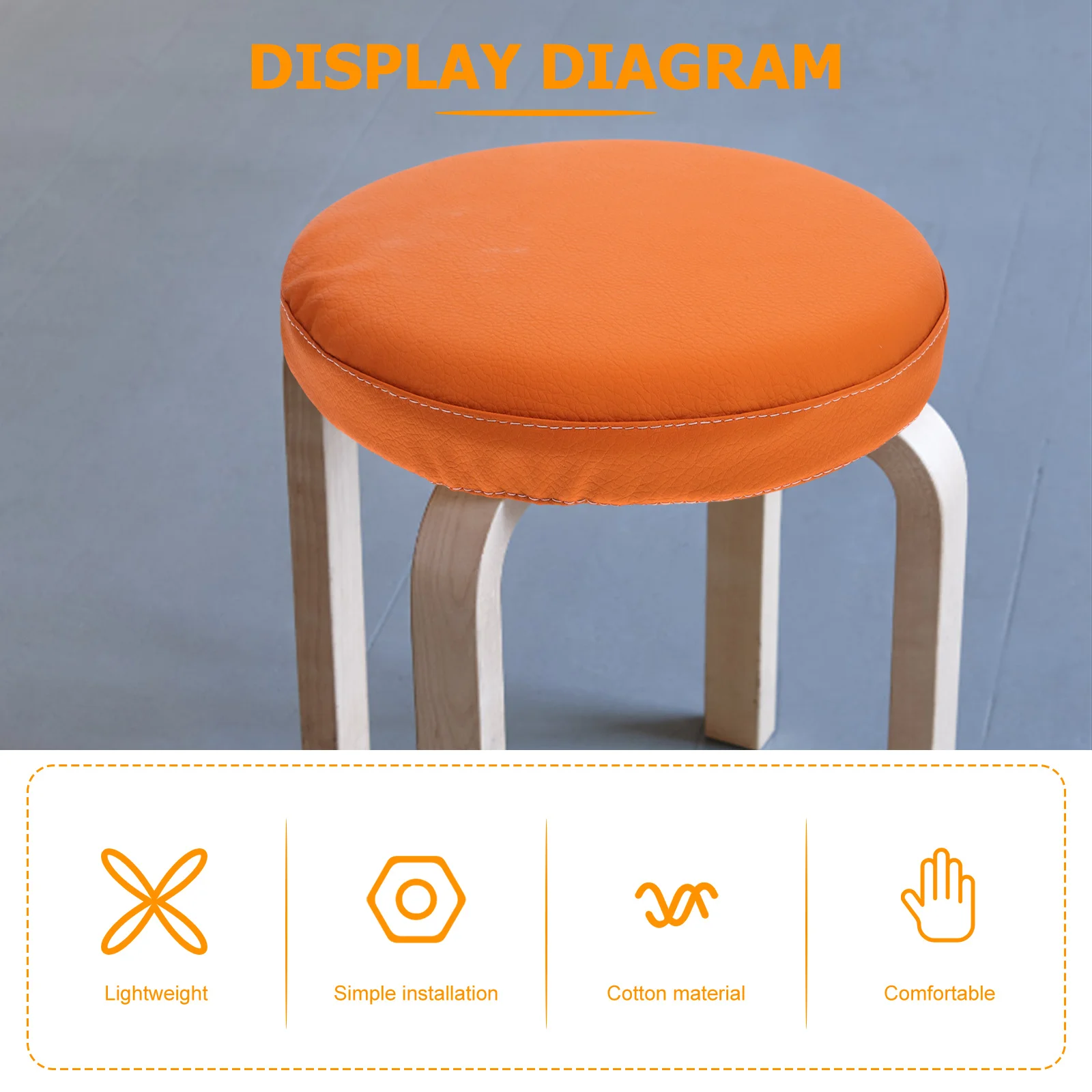

PU Dining Chair Cushion Round Foam Non-Slip Soft Seat Pad Tatami Mat Stool Cushion Window Mat for Patio Garden Living Room White