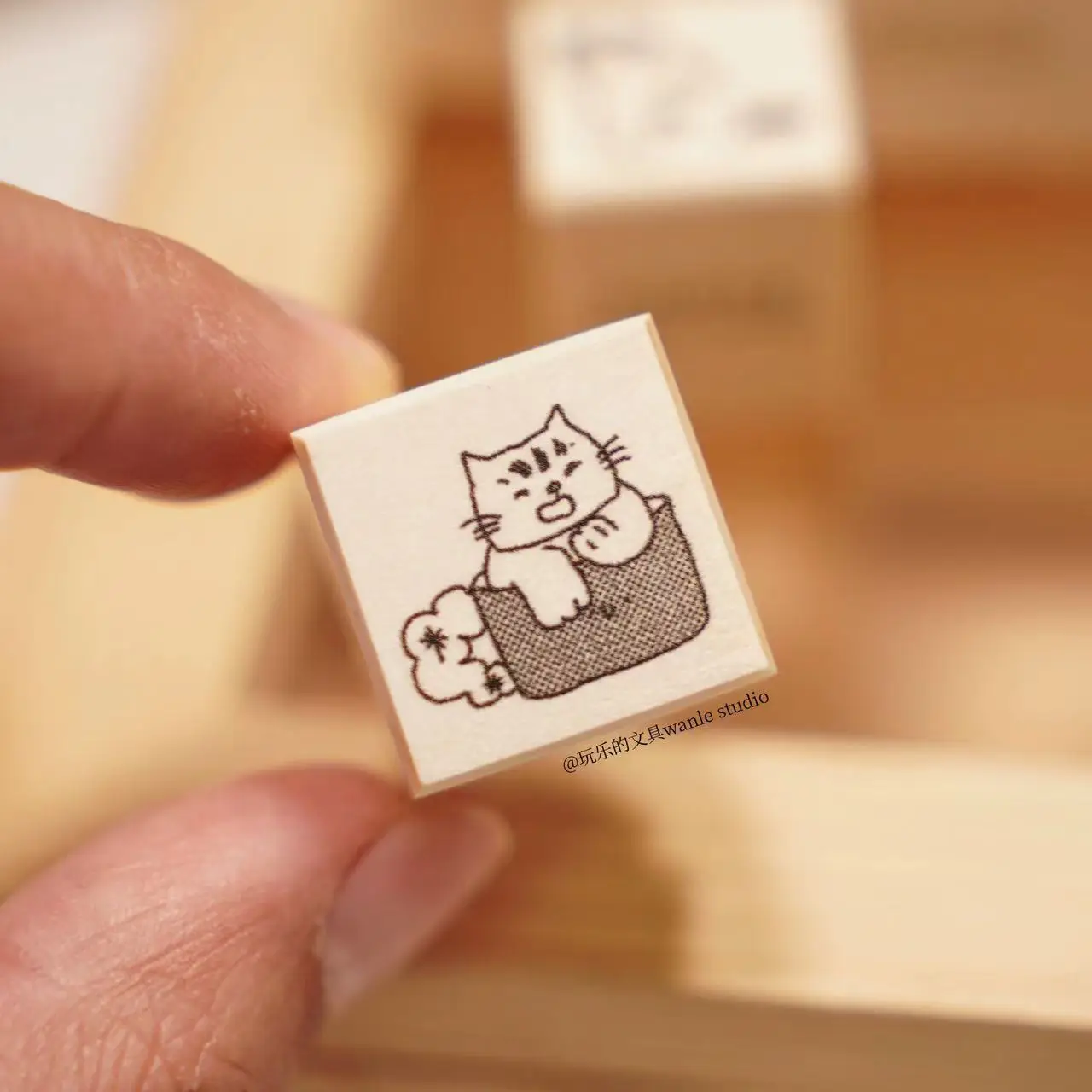 Wanle Studio Vintage Lovely Cat Wooden Rubber Stamp for DIY Scrapbooking Photo Album Card Making