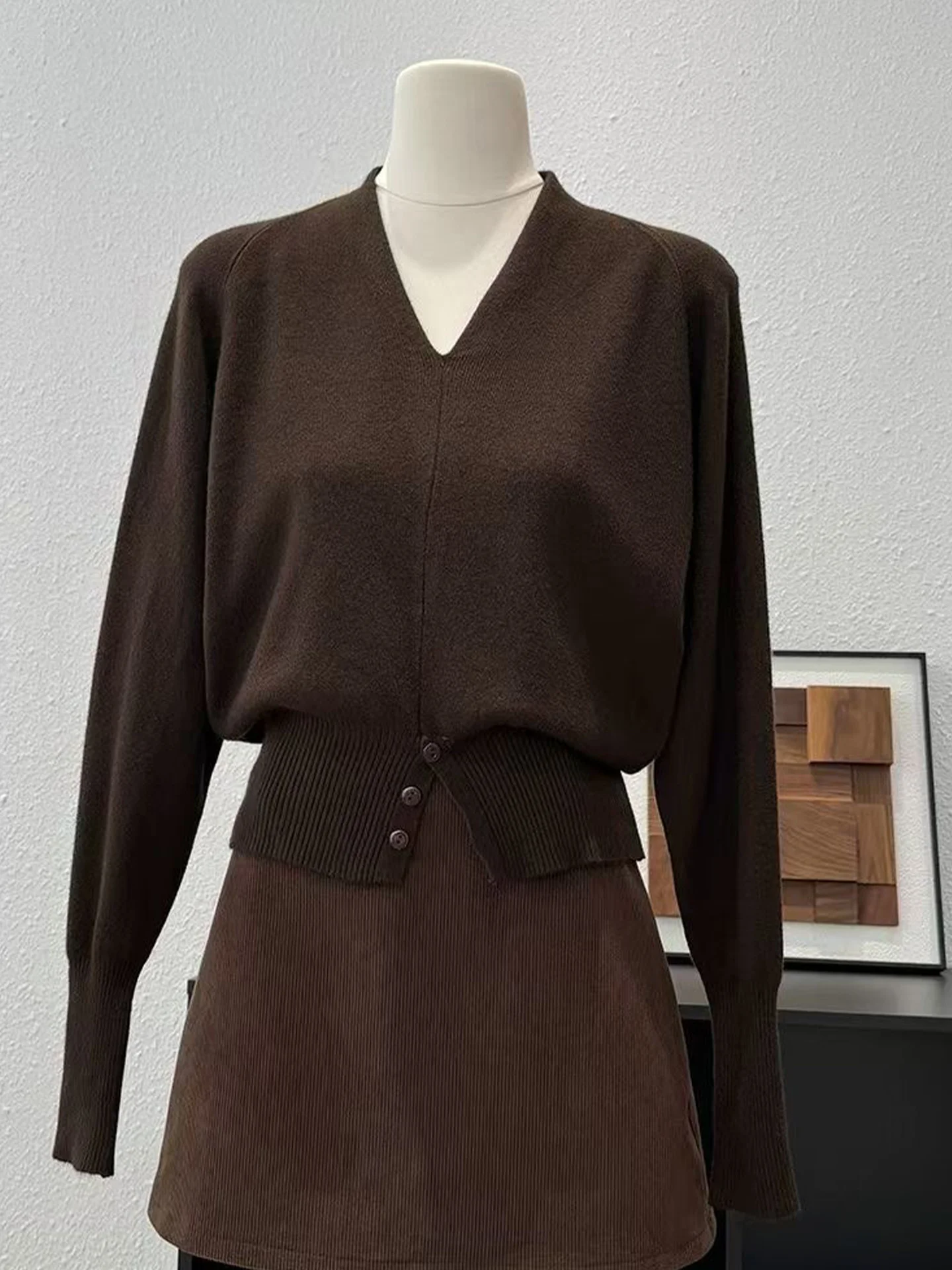 

Winter Faion V-Ne Camere Трикотаж Цвет Универсальная основа irt Длинный топ для похудения с застежкой на талии