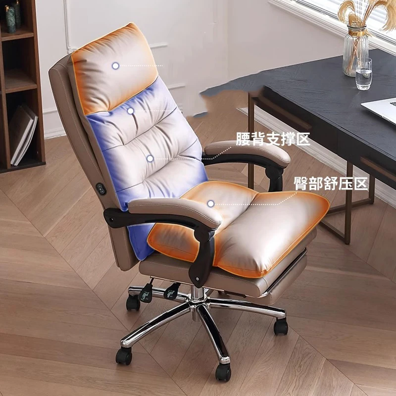 

Leather Boss Chair Office Comfortable Sedentary Office Recliner Chair Home Study Single Chaises De Bureau Office Furniture