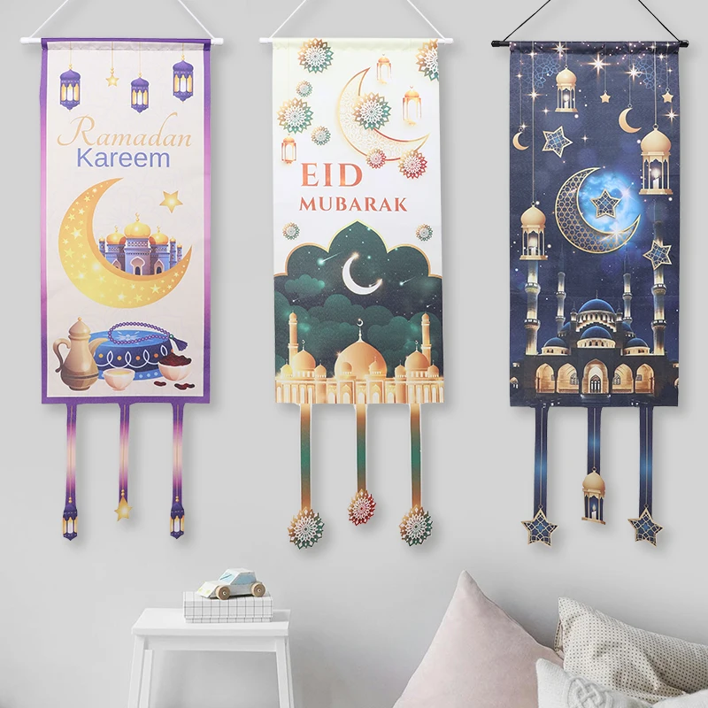 

Ramadan Decoration Pendant Flag For House Door Ramadan Kareem Eid al-Fitr Islamic Muslim Festival Party Home Decoration Supplies