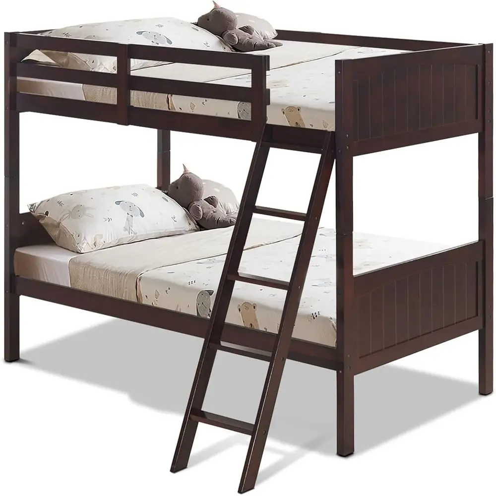 

Разборные двухъярусные кровати для детей, из массива каучукового дерева, с лестницей и защитным бортиком