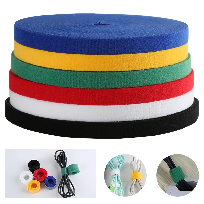 25/50yard 1cm 1.5cm 2cm Roll Reusable  Strap Tie Back To Back Hook Loop Cable Ties Home Kitchen Nylon Fastener Accessorys