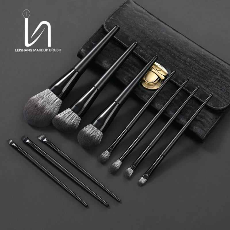 

Nylon Hair Matte Black Makeup Brush Set Portable Powder Full Set Tools Foundation