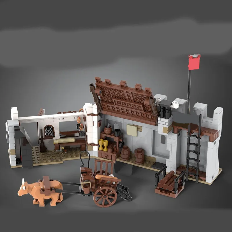 625 Teile Mittelalterliche Burg Serie Bäckerei Bausteine Retro Architektur Modell Display Spielzeug Für Kinder Montage Weihnachten Geschenke