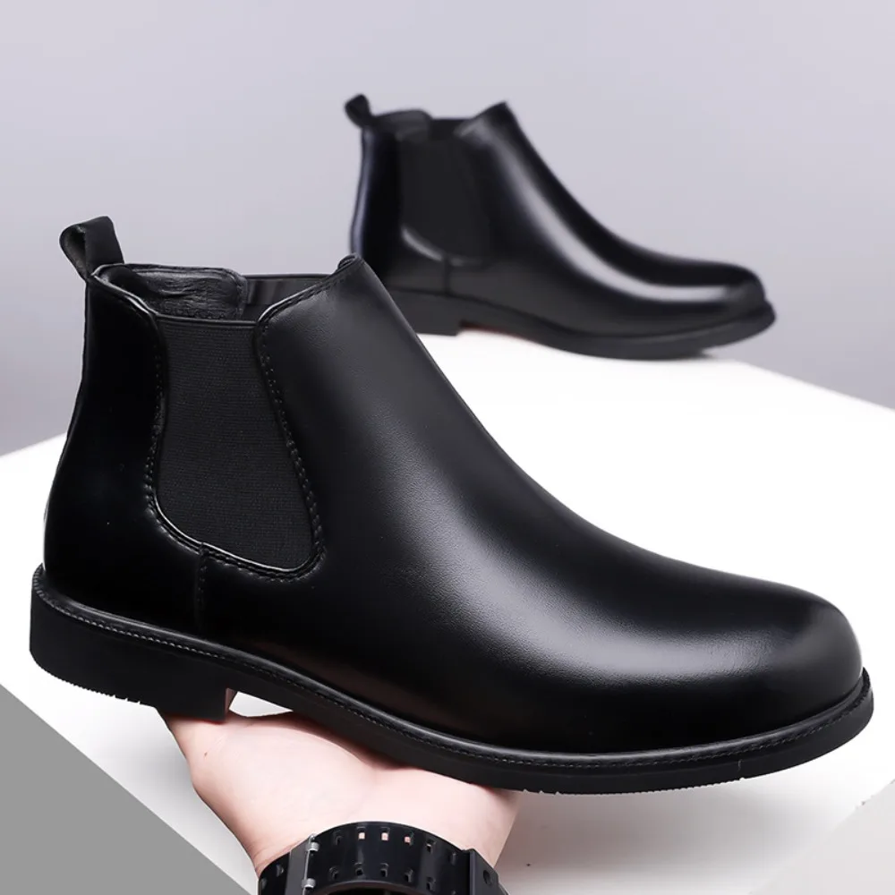 Short Boots Men's Autumn and Winter High-top Velvet Men's Shoes New Foot Cover Retro High-top Men's Boots Large Size 38-48