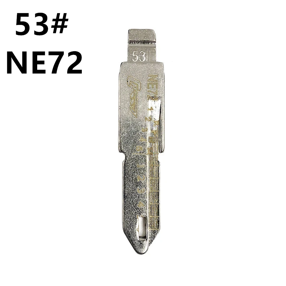 

10Pcs NE72 #53 Engraved Line Key Blade Scale Shearing Teeth Cutting Key Blank Clipper Key Blade For Peugeot 206 207 Citroen