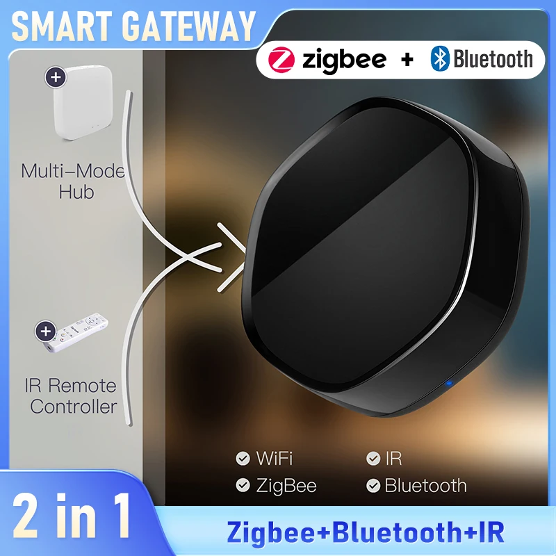 

Tuya 2-in-1 Zigbee & Bluetooth Gateway Mini Smart Home Hub with IR Remote for TVs, ACs & Smart Devices,Work With Alexa/Assistant