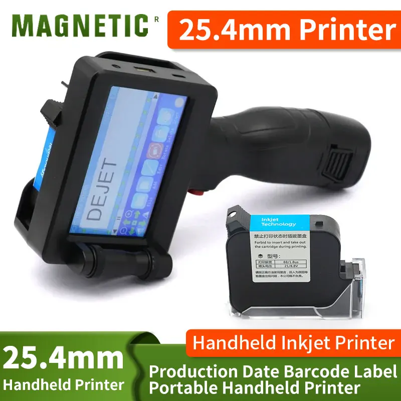 

25.4mm Handheld Inkjet Printer for QR Barcode Batch Date Number Logo Expiry Date Coding Machine Non-encrypted 28 Languages