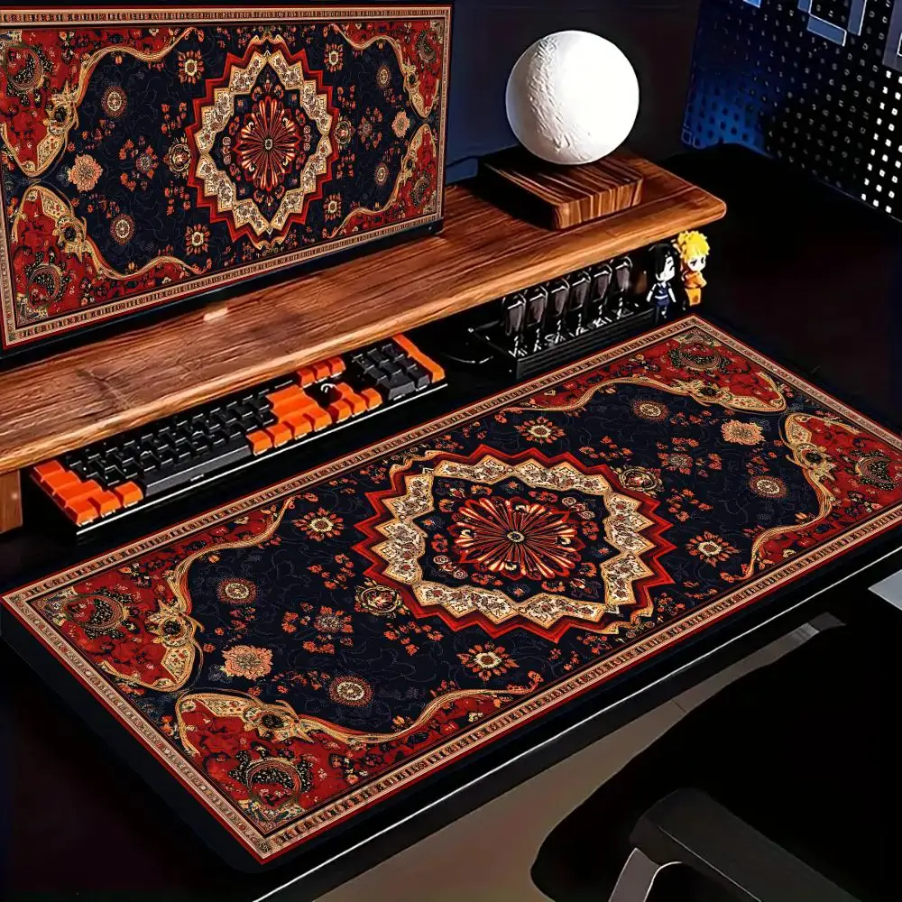 

Red Persian Retro Rug Mouse Pad Large Computer Office Game Table Mat XXL Rubber Non-slip Gaming Keyboard Mousepad Long Desk Pads