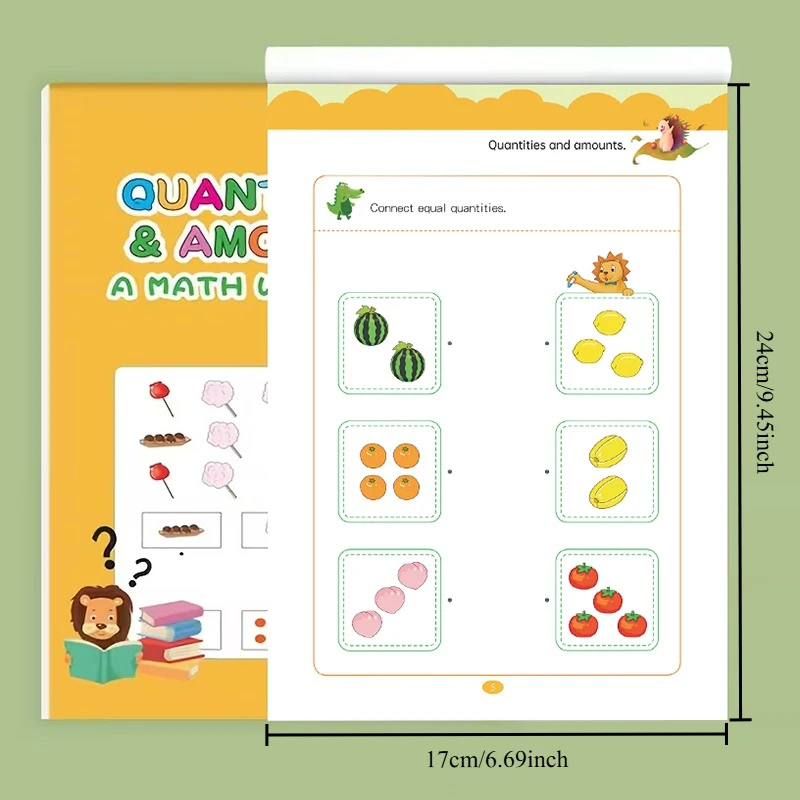 Early Learning Material Counting Skill Training Workbook, 32 Pages Connect Equal Quantities Counting Matching Workbook