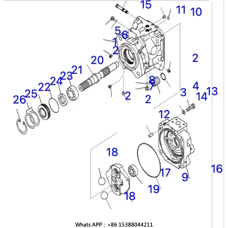 Power Parts Machinery Hydraulic Main Pump 708-1W-00731for WA500 WA500-6 Hydraulic Pump Assy 708-1W-00730