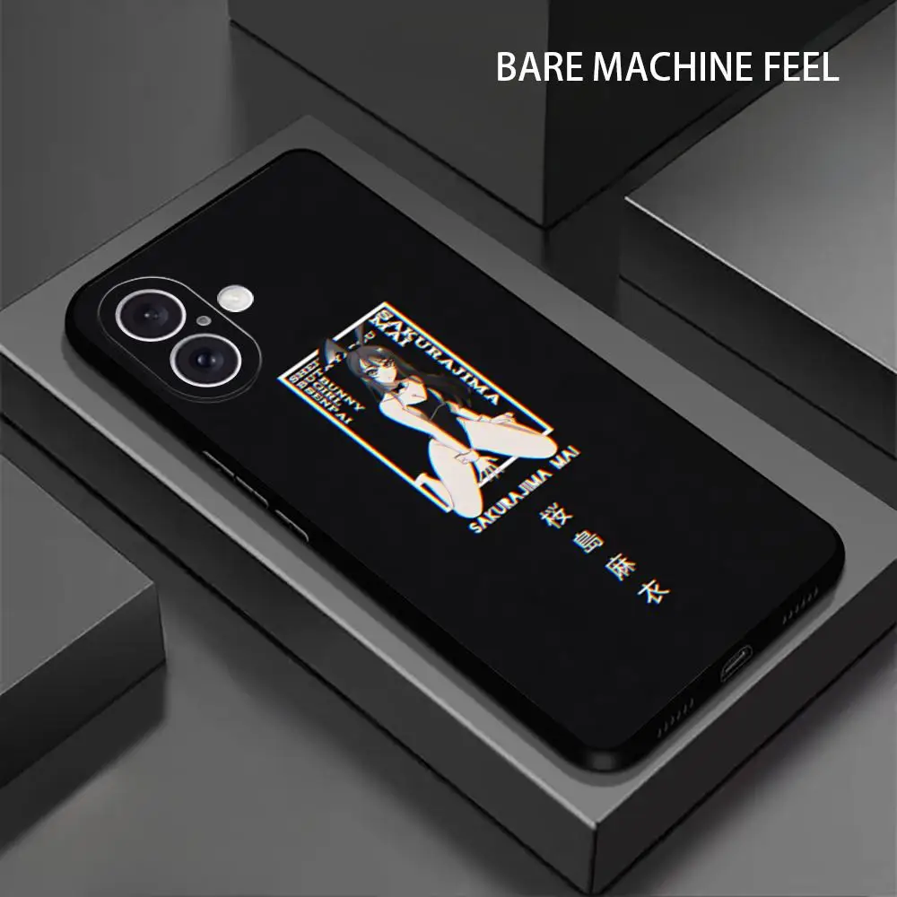 Anime Sakurajima Mai Cute Phone Case For iPhone 17 16 15 14 13 12 11 X XR XS 8 Plus Mini Pro Max Soft black Shockproof Cover