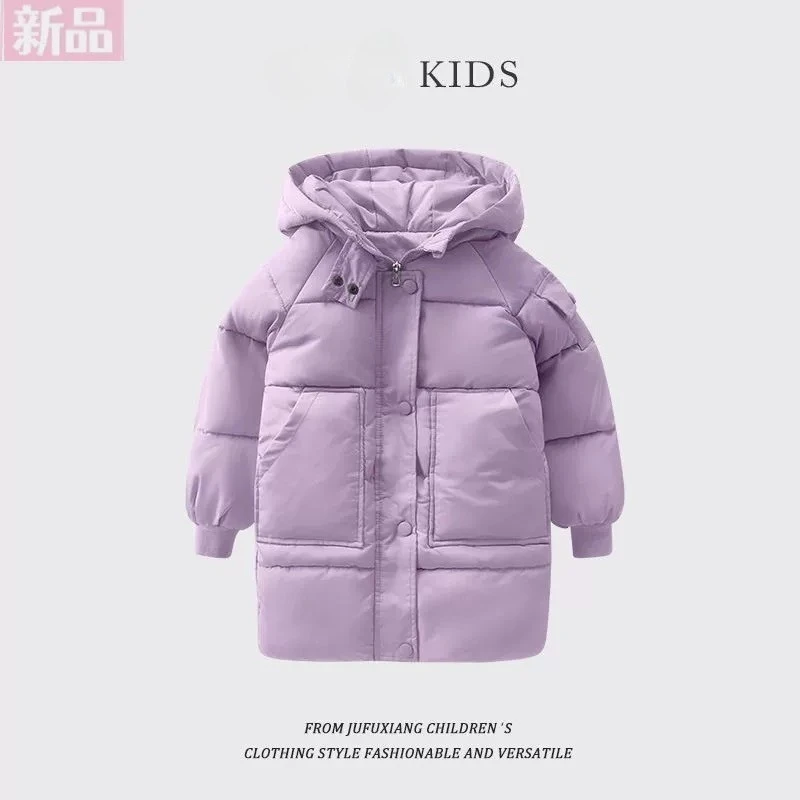 

Winter children's jackets down cotton jacket men girls long section cotton clothing children winter thickened warm large tide