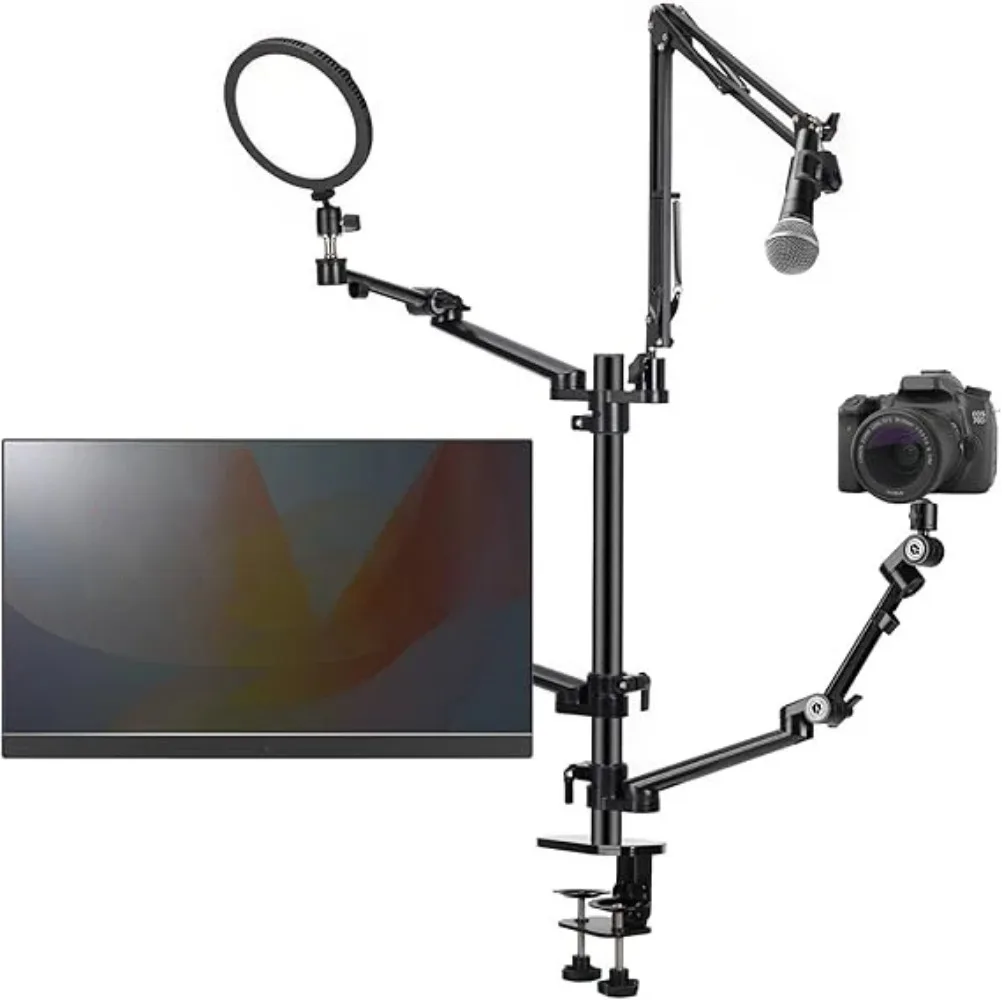 Dual Monitor Stand and Adjustable Laptop Arm Clip Desk Aluminum Workstation