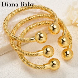 Diana Baby Jewelry on Hand 18K Gold Plated Bangle Women Jewelry Luxury Twist Charms African Cuban Dubai Birthday Gift Female