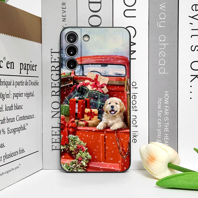 クリスマスのトラックと漫画の犬柄の携帯電話ケース、モトローラモトエッジ50、フュージョン40、30、ネオG34、G24、E14、G75、G85、G54 5G用ソフトカバー