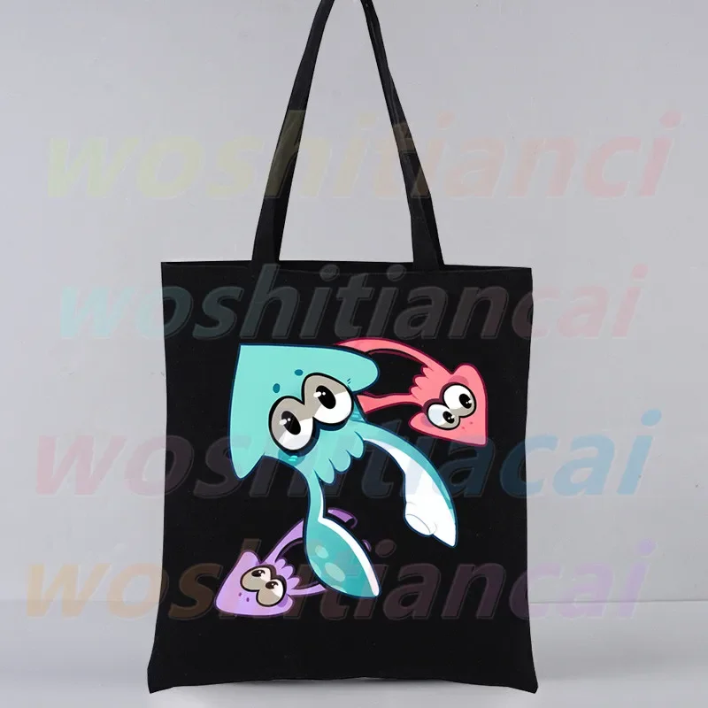 Sepo tiro juego de dibujos animados japoneses bolsos Unisex negros bolso de mano de lona personalizado uso diario bolsa de compras informal de viaje