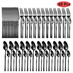 60pcs Gold Dinnerware Set Stainless Steel Tableware Knife Tea Fork Coffee Spoon Dinner Cutlery Flatware Dishwasher Safe