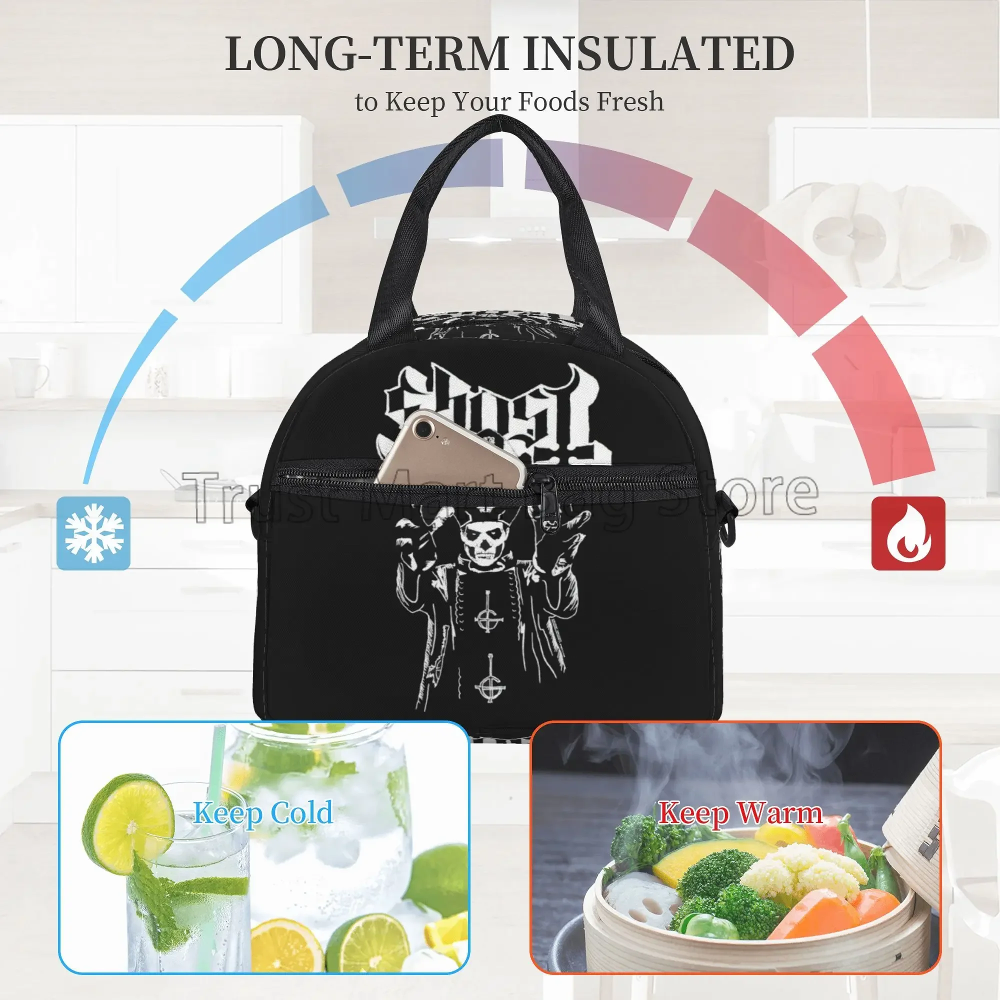 Ghost BC Band isolierte Lunchbox für Erwachsene auslaufs ichere Thermo-Kühltasche mit verstellbarem Schulter gurt für die Arbeit Picknick Strand