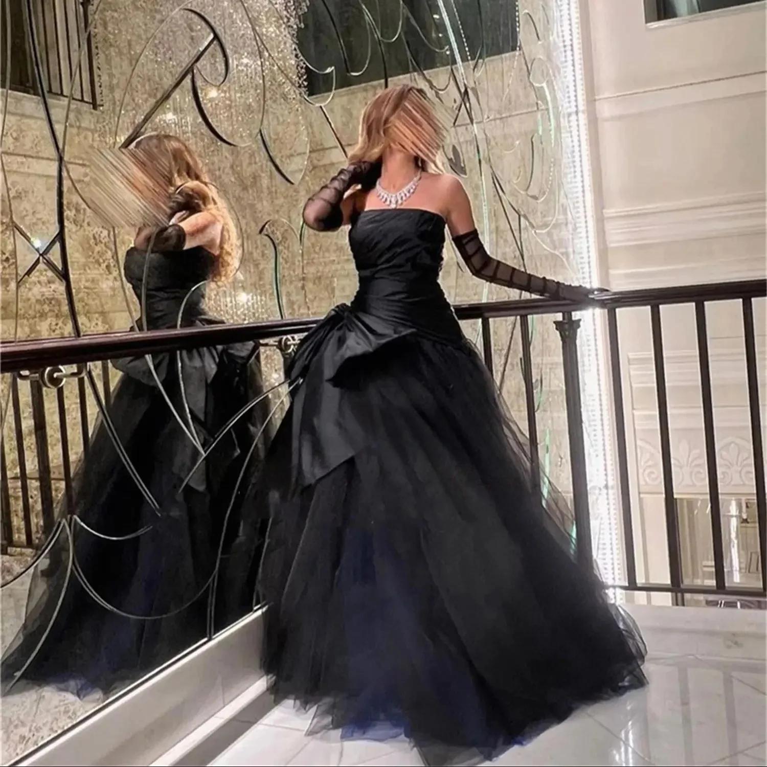 黒のストラップレスロングオーダーメイドオケージョンガウンイブニングドレスパストロールユニセックスジャージレトロドバイサウジアラビアイスラエルプロムカスタマイズ