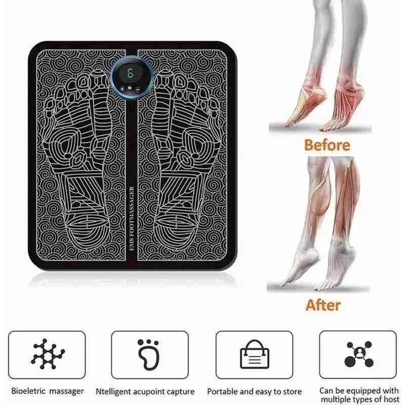 EMS Foot Massager Mat Electric TENS Feet Massager Pad tappetino da massaggio pieghevole stimolazione muscolare Fisioterapia Fisioterapia Fisica Salud