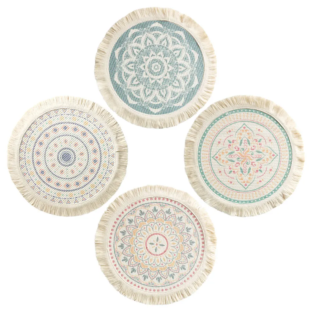 

4Pcs Woven Cotton Heat Resistant Placemat Dining Table Pad Cutlery Mat Kitchen Decor Woven Placemat Place Mat