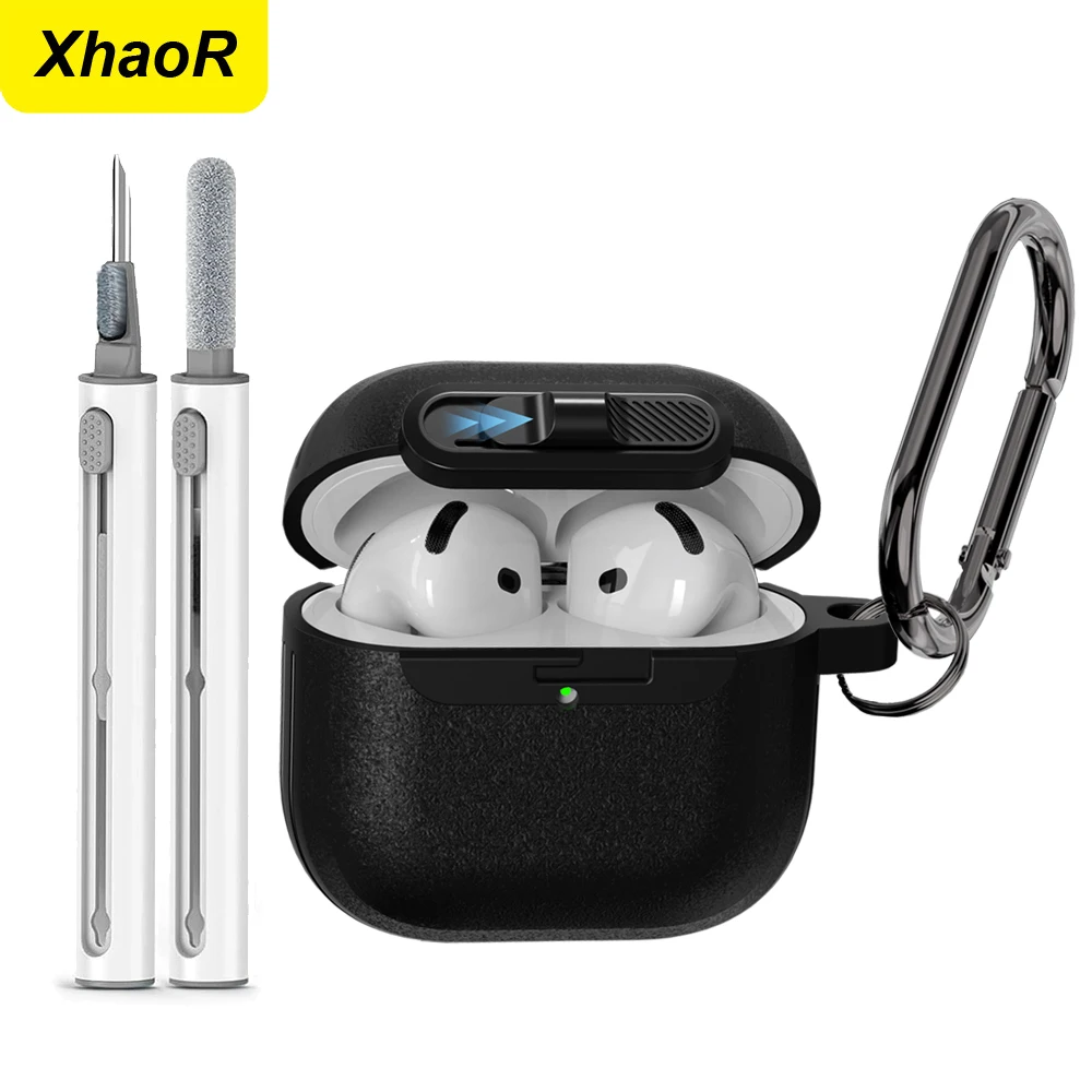 Funda Protectora con Bloqueo de Seguridad para Airpods 4 ANC, Funda Protectora de TPU para Auriculares, Funda Protectora para Airpods Pro 2 con Llavero
