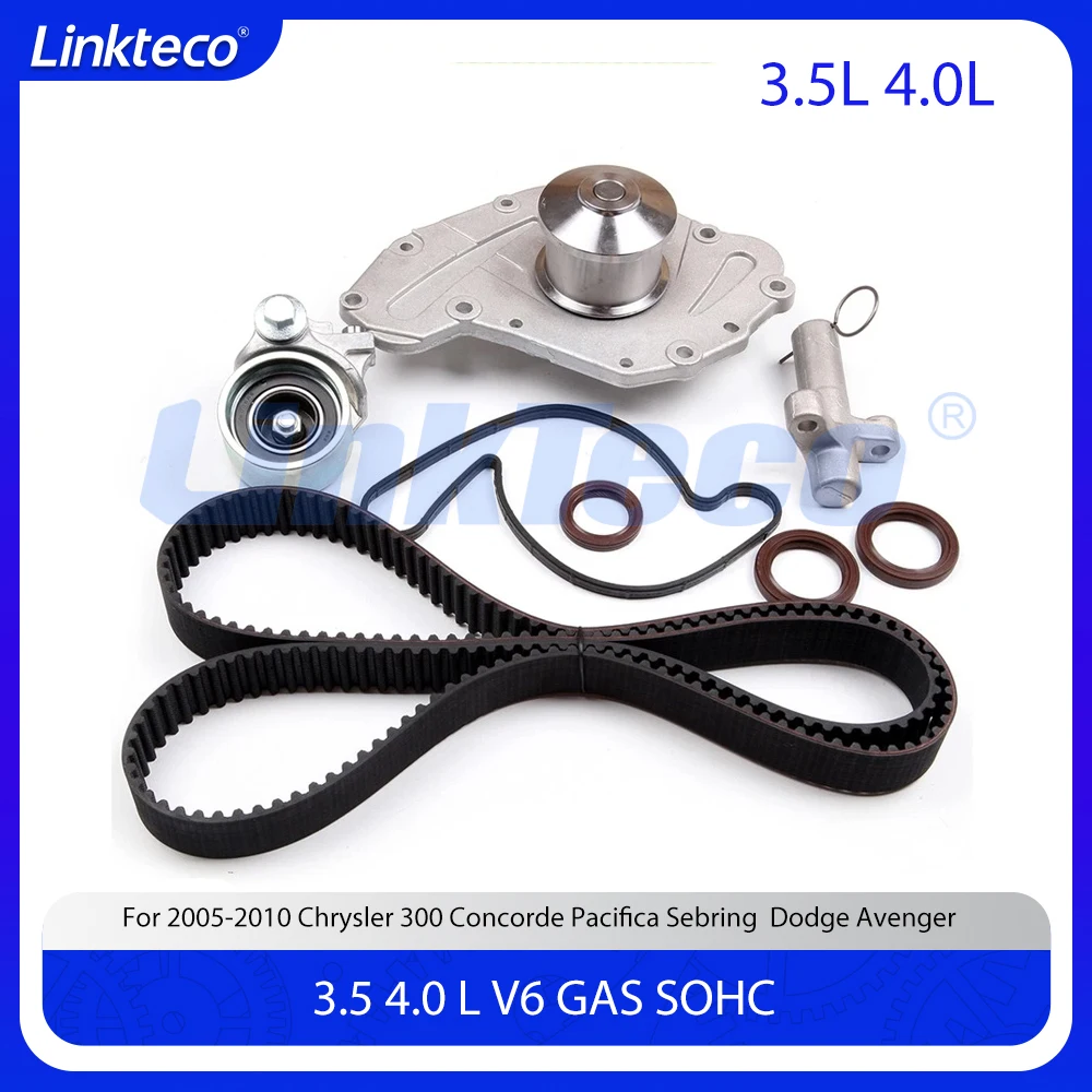 Enging Timing Belt Kit Water Pump Tensioner Fit 3.5 4.0 L V6 GAS For 05-10 Chrysler 300 Concorde Dodge Avenger VW Routan 3.5L