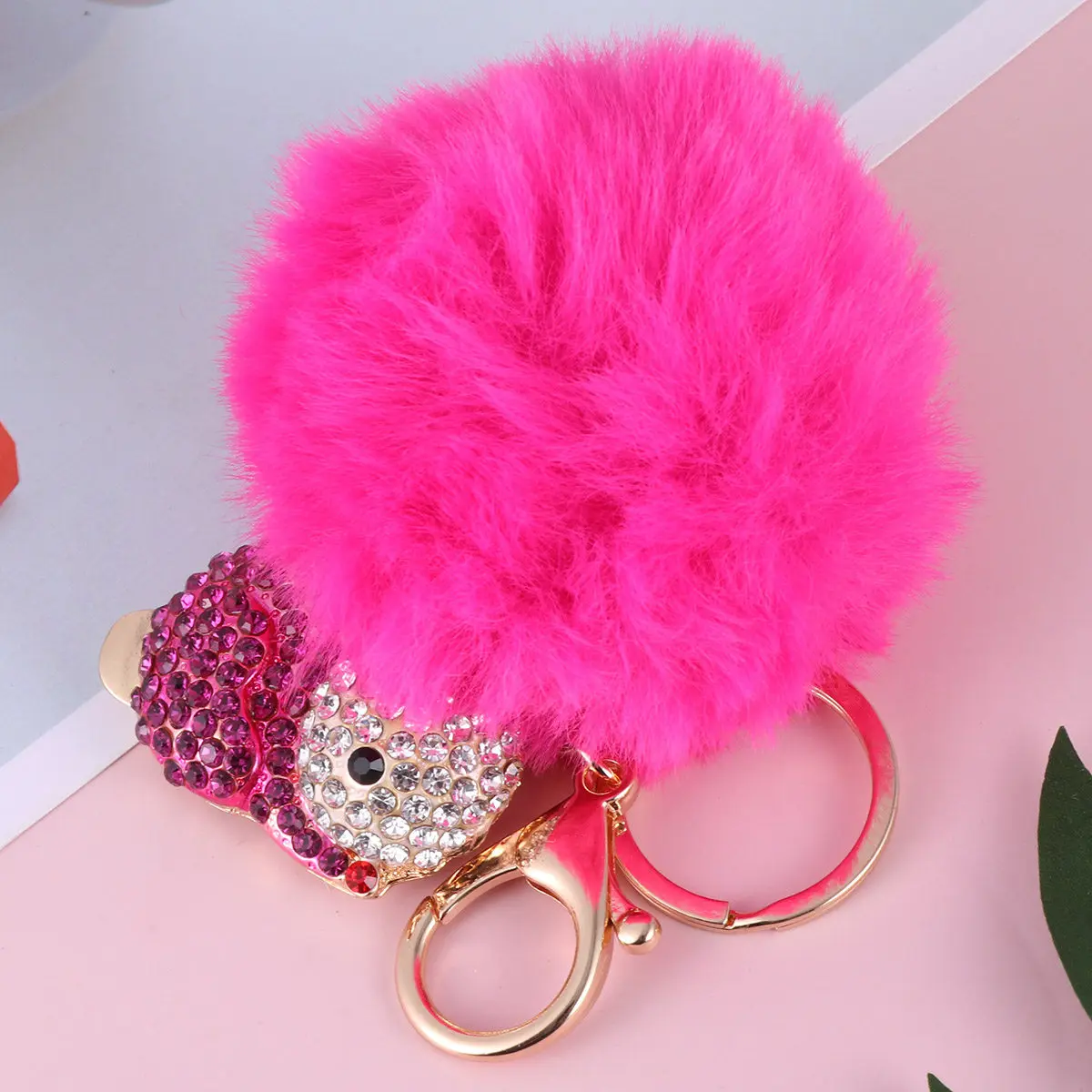 

Rabbit Keyring Delicate Workmanship Rhinestone Accented Key Chain for Bag Car Keychain Easter Birthday Ornament Rosy