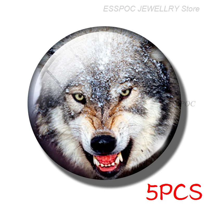 5 teile/satz Vintage Wolf Heulend Auf Die Mond Schmuck 25mm Glas Cabochon, Der Mode Zubehör Männer Frauen Geschenke