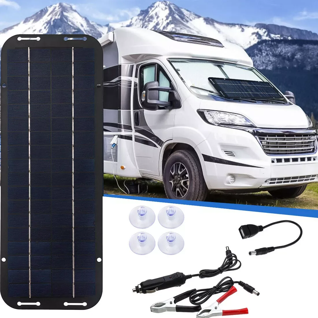 

30W Solar Panels 12V Trickle Charger Car Motorcycle Kick Scooter Portable Solar Panel Car Charger Battery Efficient Maintenance