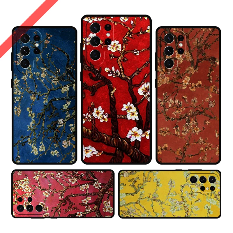 Blossoming Almond Tree Phone Case For Samsung Galaxy S20 FE S21 S10 S23 Plus S24 S22 Ultra Coque Note20 Note10 S9 S8 Cover Capa