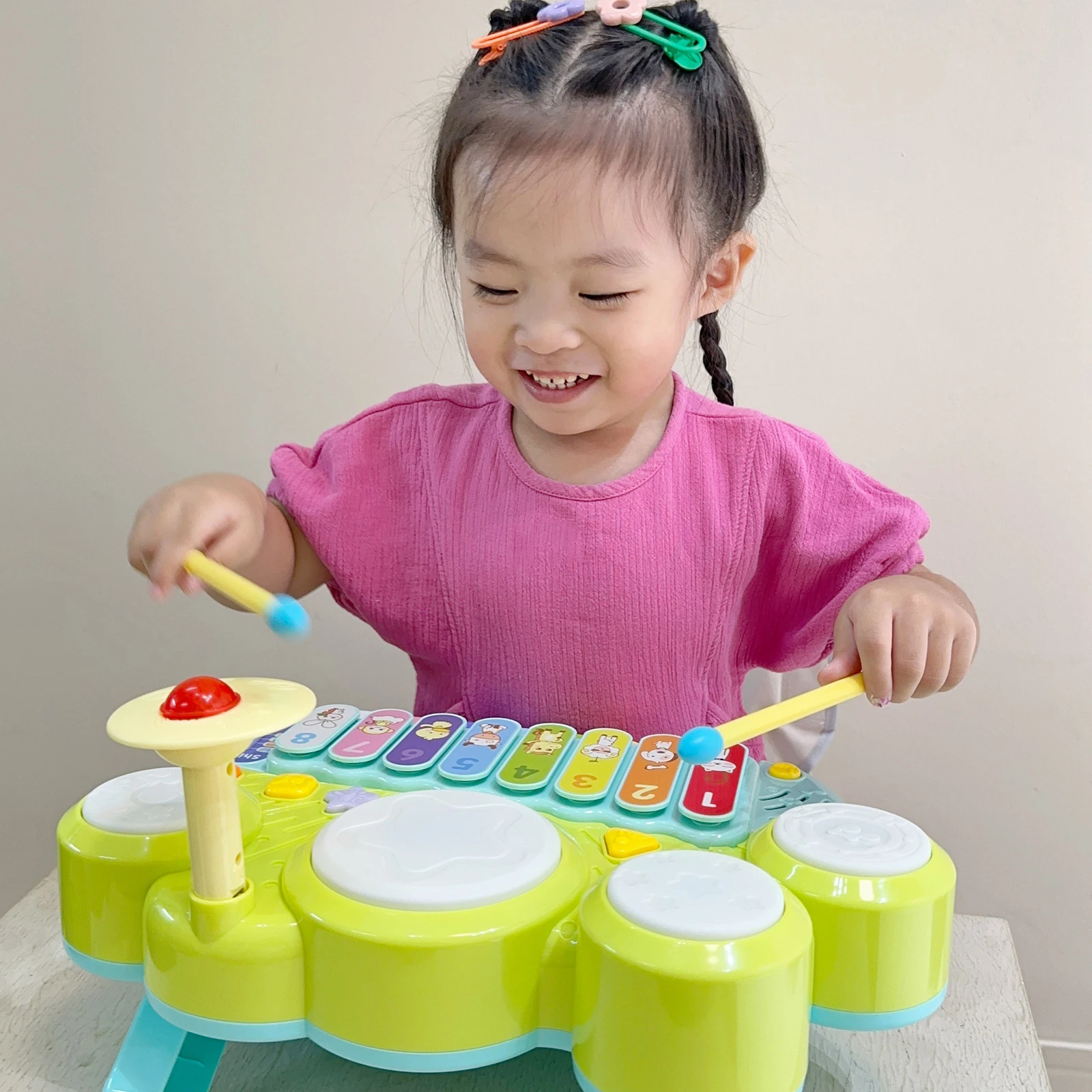 Piano Xylophone Drum Set Toy Developmental Interactive Light up Music Baby Toy for Beginners 1 2 3 Years Old Boys Girls Gifts