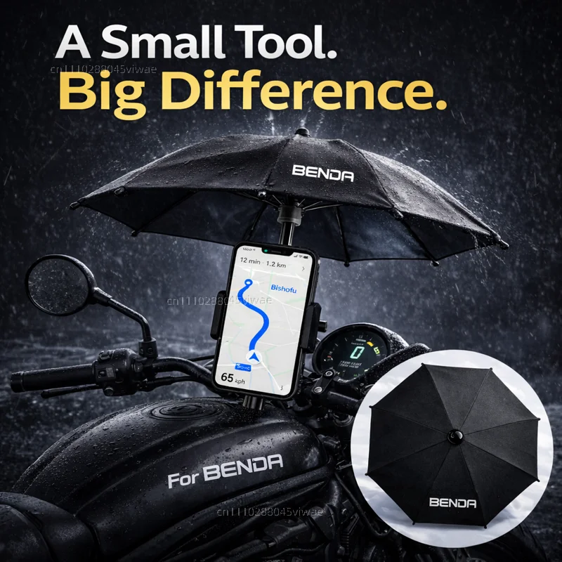 

For Benda Motorcycle Phone Umbrella Holder Waterproof Sunshade Anti Glare Rainproof Handlebar GPS Mount